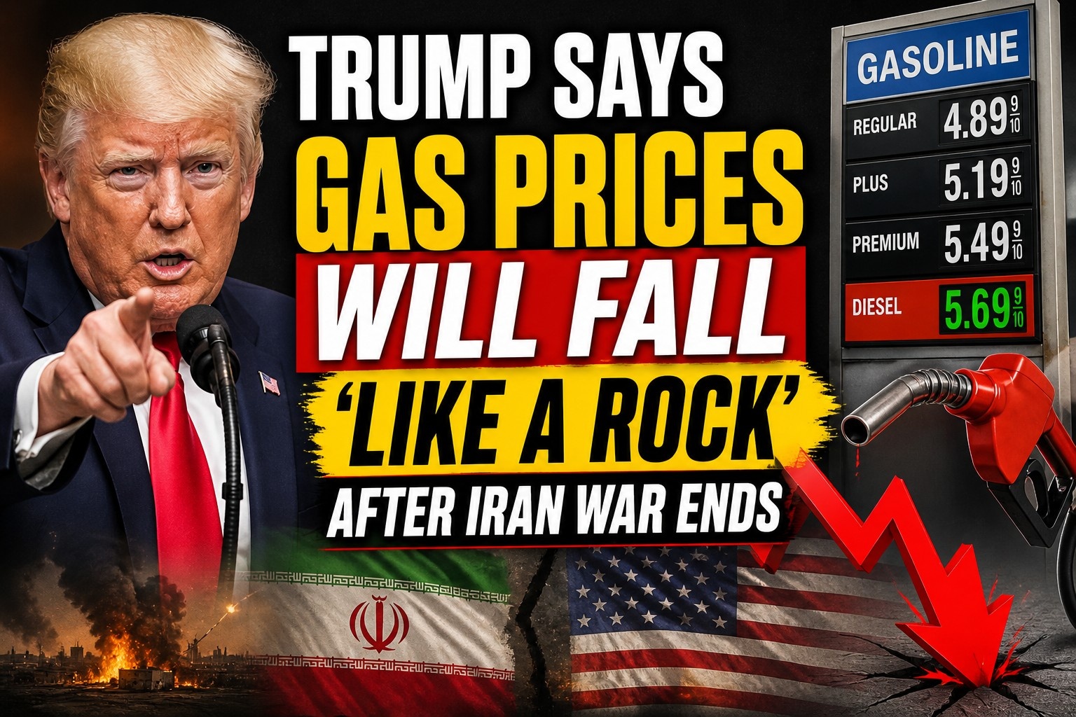 Trump Says Gas Prices Will Fall ‘Like a Rock’ After Iran War Ends